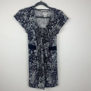 MotherHood Maternity Size S Blouse color Black gray Elastic in front Tie in Back